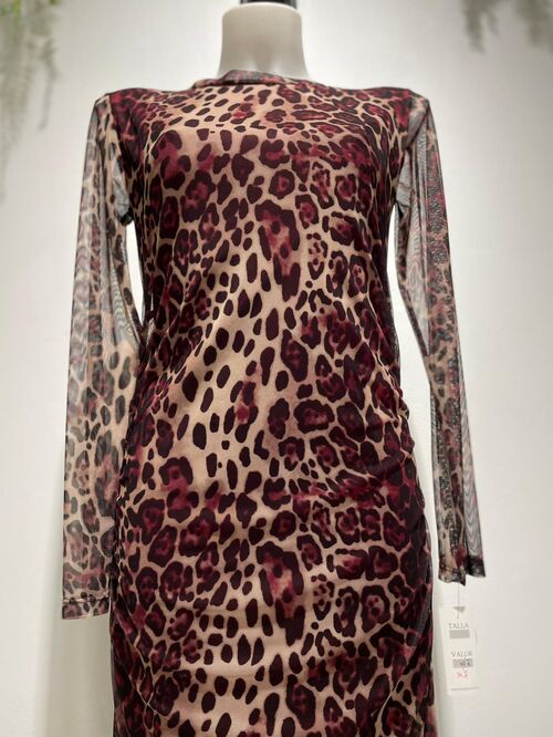 Vestido Tul Estampado Largo Animal Carol