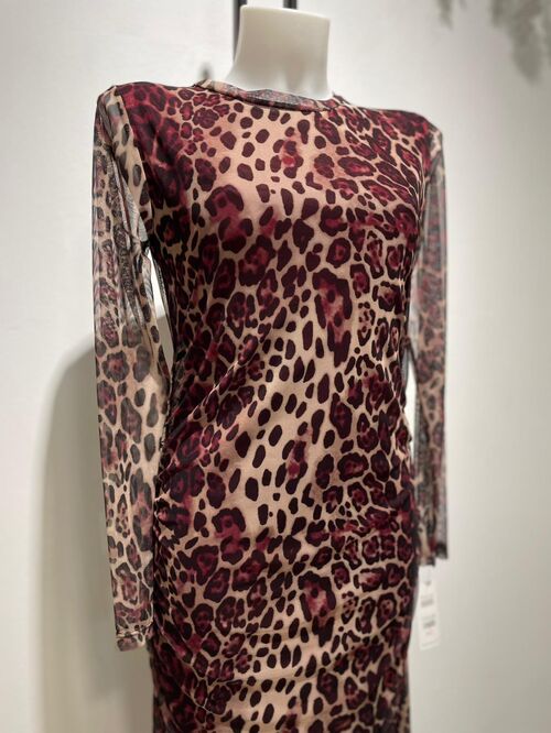 Vestido Tul Estampado Largo Animal Carol