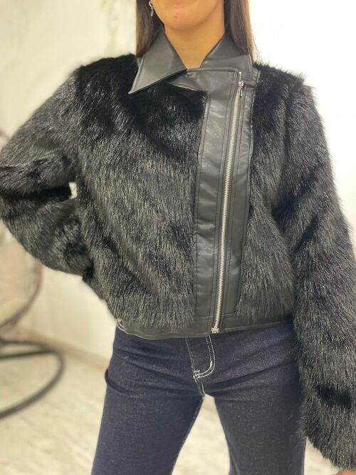 Chaqueta polipiel combinada con pelo Danae S
