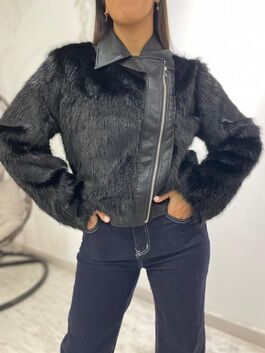Chaqueta polipiel combinada con pelo Danae