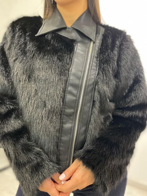 Chaqueta polipiel combinada con pelo Danae S