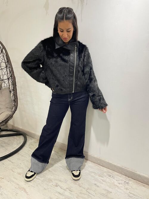 Chaqueta polipiel combinada con pelo Danae S