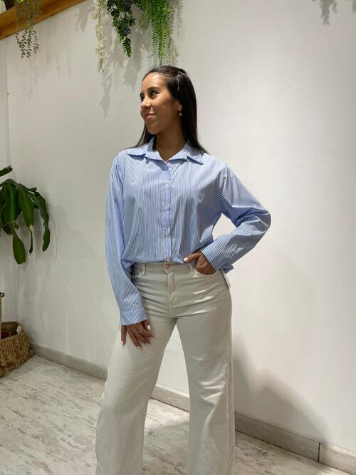 Camisa Olivia Rayas Celeste