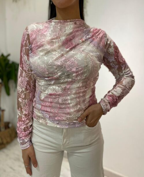 Camiseta Flor Rosa