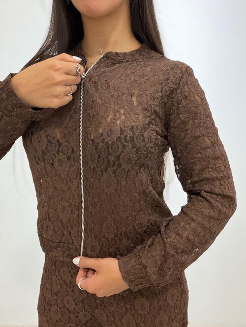 Chaqueta Encaje Zulema Chocolate
